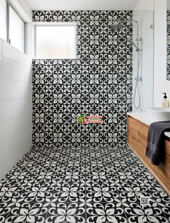 Gạch bông 30x30 cổ điển họa tiết đen trắng đẹp