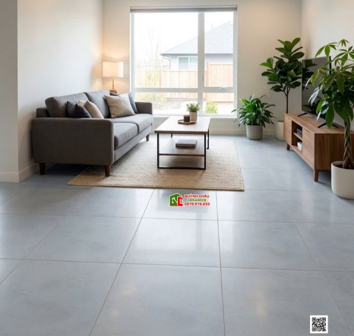 Gạch lát nền 80x80 Lappato bóng mờ hiệu ứng màu xám nhạt