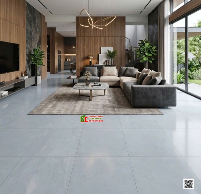 Gạch lát nền 80x80 Lappato bóng mờ hiệu ứng màu xám nhạt