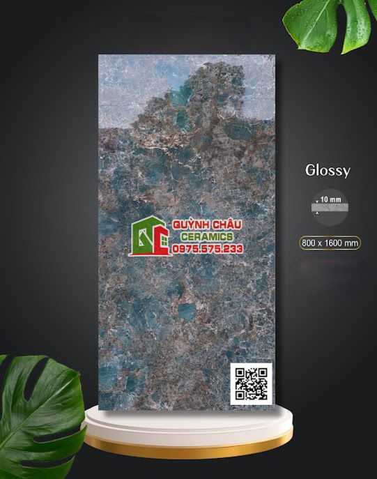 Gạch Apodio ốp lát 80x160 xanh ngọc vân đá bóng vi tinh 5273