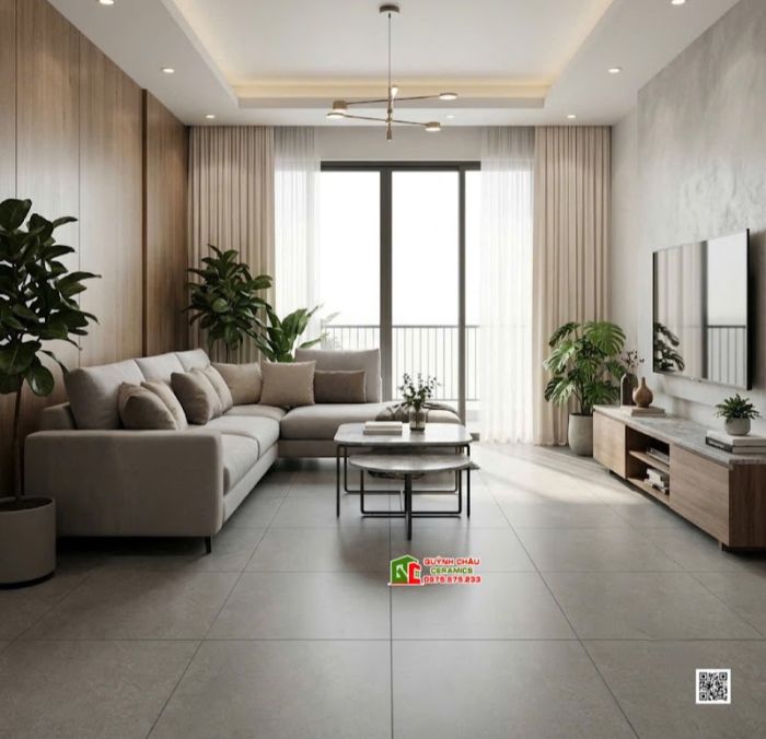 Gạch Viglacera 80x80 vân xi măng xám đậm đá mờ