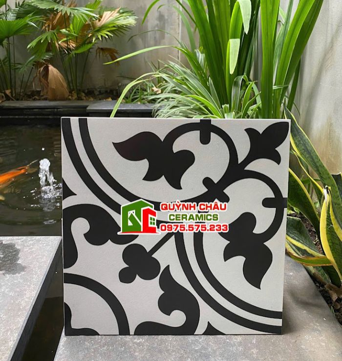 Gạch bông hoa văn cổ điển 30x30 trắng đen