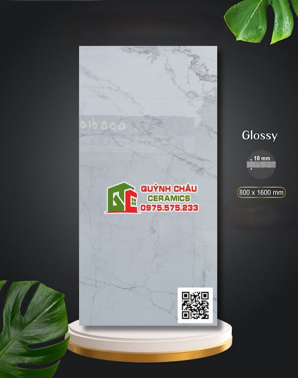 Gạch lát nền Apodio 80x160 đá bóng vi tinh trắng vân xám 5276