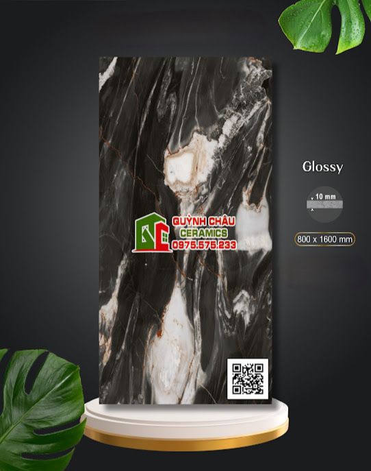 Gạch ốp lát 80x160 Apodio đá cẩm thạch đen trắng bóng vi tinh 5279