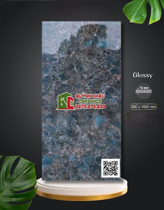 Gạch ốp lát 80x160 Apodio màu xanh ngọc đá bóng vi tinh 5281