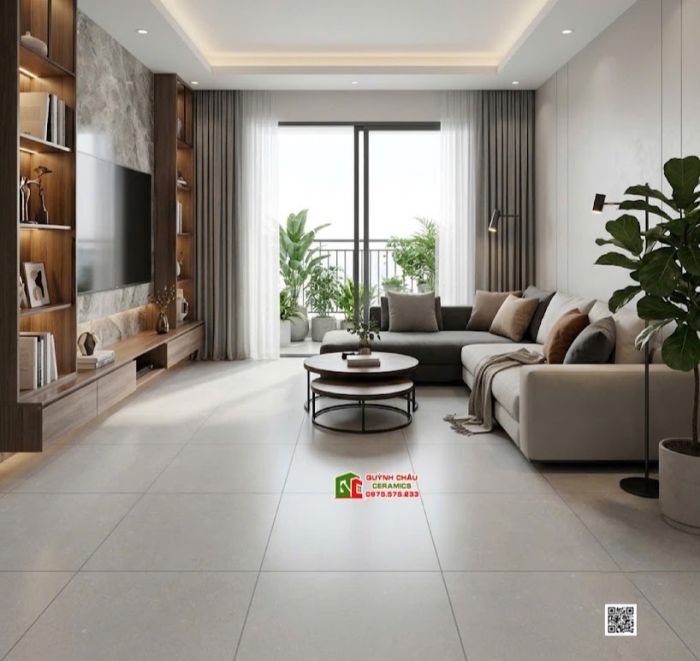 Gạch đá mờ Viglacera 80x80cm màu xám vân xi măng
