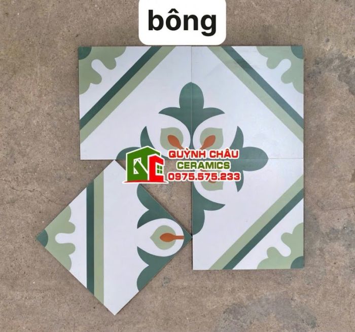Gạch bông hoạ tiết xanh lá 30x30 trung quốc