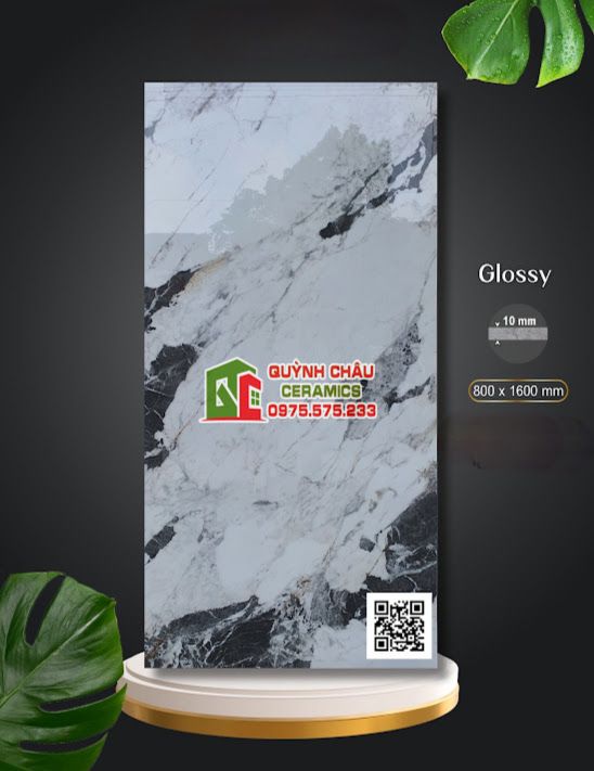 Gạch ốp lát 80x160 đá cẩm thạch xám đen bóng vi tinh 5283
