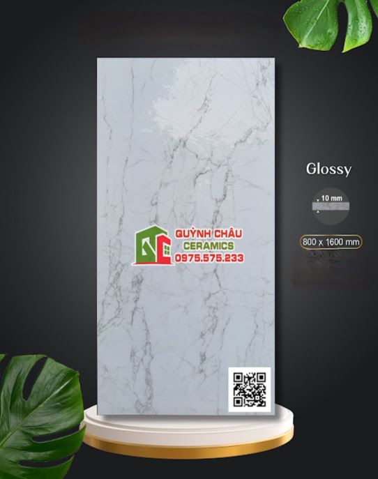 Gạch ốp lát Apodio 80x160 trắng vân xám men bóng vi tinh 5285