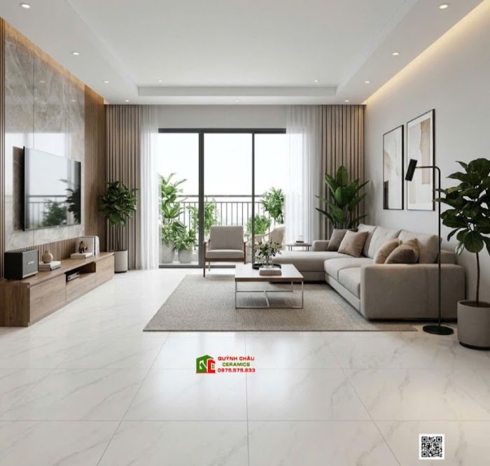 Gạch Việt Ý 80x80 bề mặt men trắng mờ vân đá xám