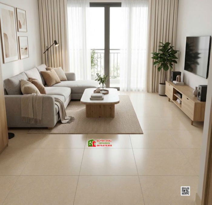 Gạch lát nền Viglacera 80x80 bề mặt mờ màu vàng cát vân đá