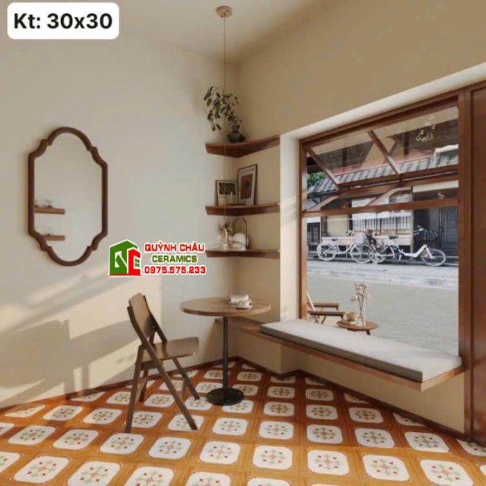 Gạch bông trang trí hoạ tiết cổ điển vân gỗ 30x30cm