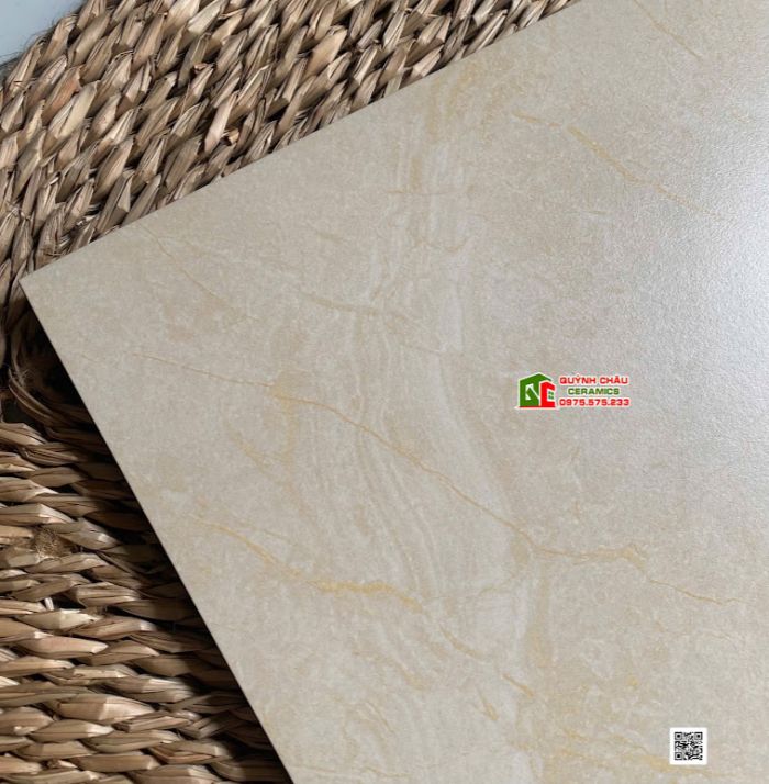 Gạch lát nền Viglacera 80x80 men mờ màu kem vàng nhạt vân ngẫu nhiên