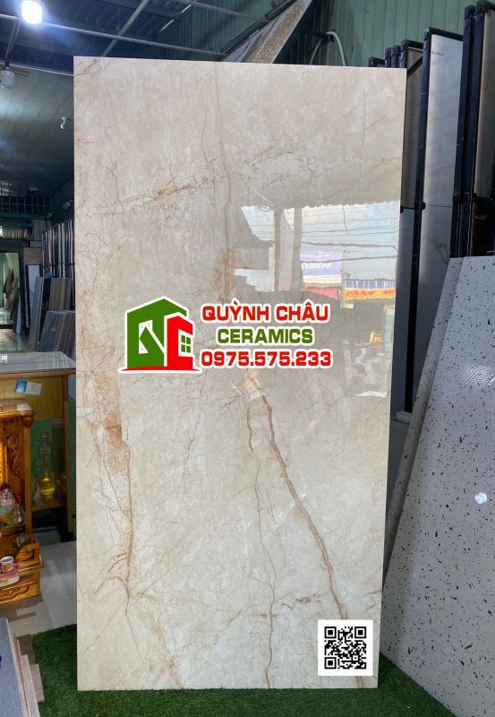 Gạch lát nền ấn độ 80x160 Marmi Beige bóng vân đá vàng nhẹ đẹp 5072