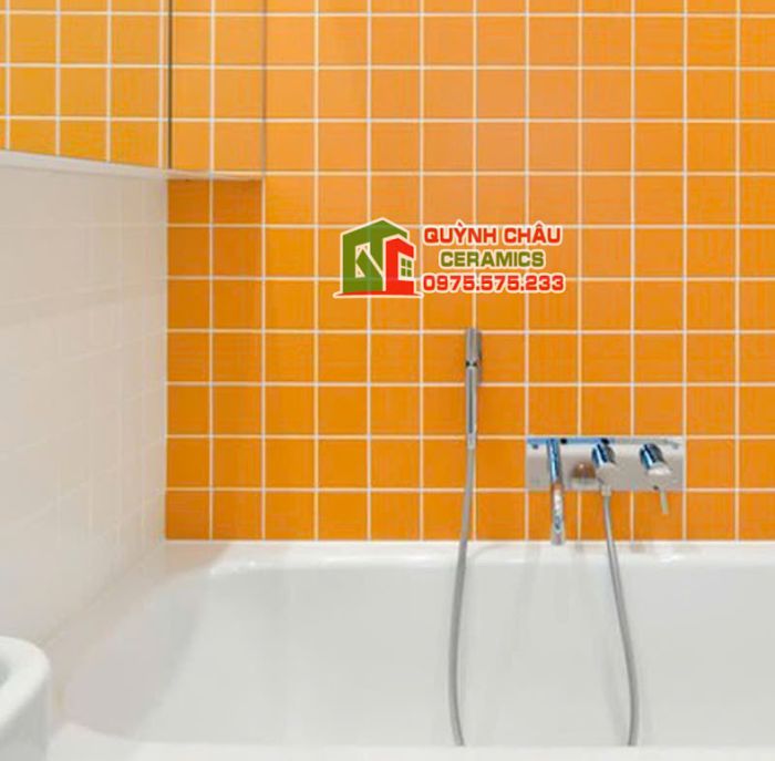 Gạch thẻ trung quốc 10x10 màu cam bóng