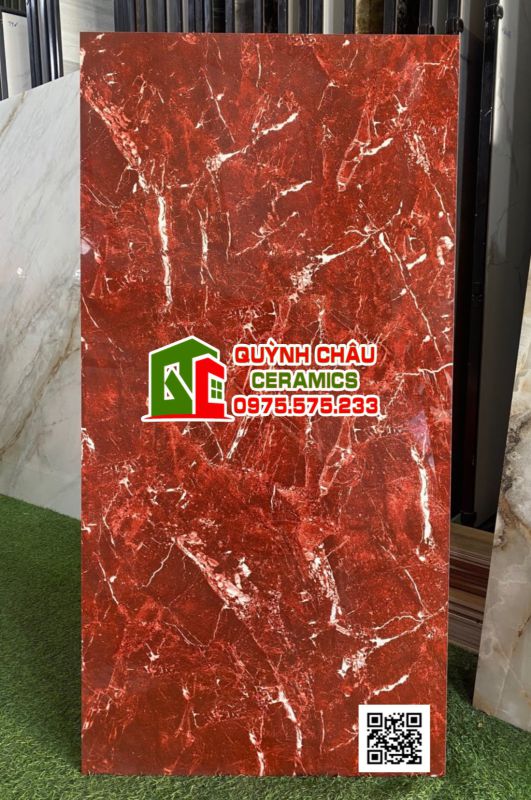Gạch trung quốc 60x120 đá đỏ vân trắng bóng đẹp