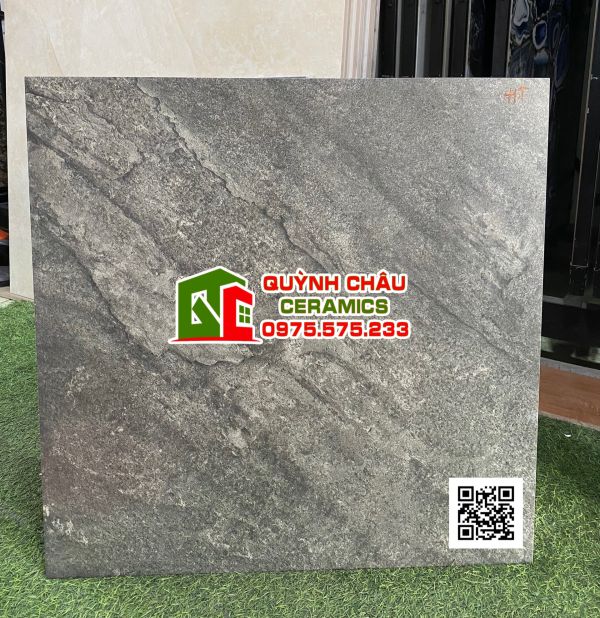 Gạch lát nền ấn độ 60x60 đá mờ màu xám đen đậm
