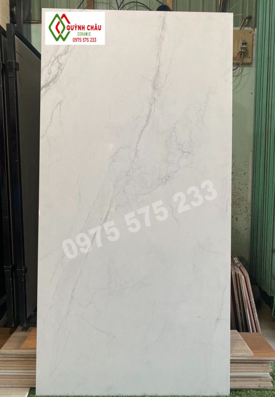 Gạch lát nền tây ban nha 75x150 trắng vân khói mây bóng kiếng