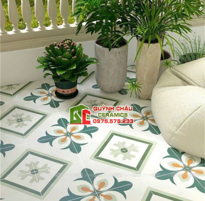 Gạch bông hoạ tiết xanh lá 30x30 trung quốc
