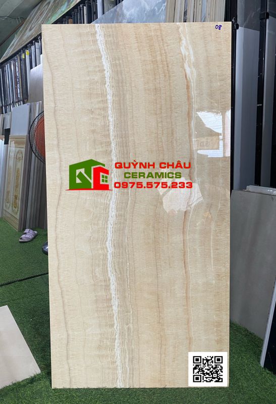 Gạch ốp lát ấn độ 60x120 vàng kem vân đá đẹp Glossy bóng kiếng