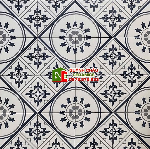 Gạch bông 20x20 hoa văn xanh trung quốc