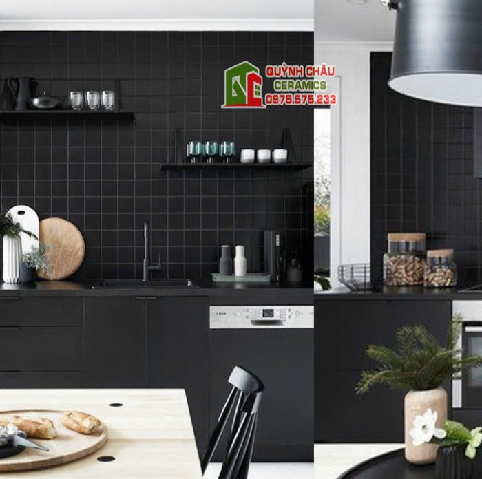 Gạch thẻ đen mờ 10x10 trang trí giá rẻ