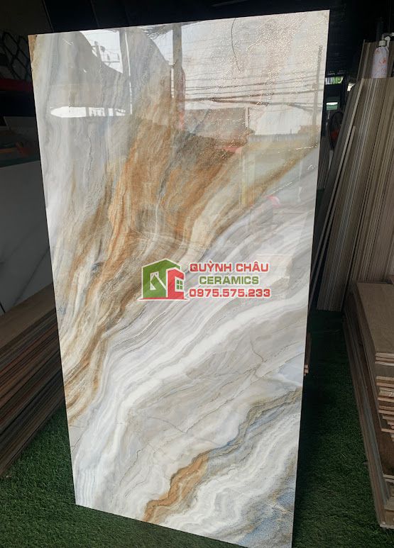 Gạch 60x120 khắc kim vân cát vàng đá bóng cao cấp