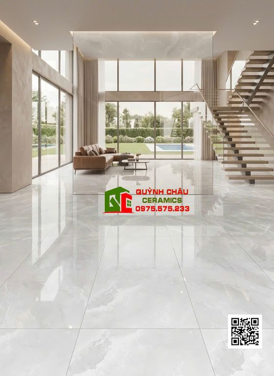 Gạch ấn độ 80x160cm bóng kiếng xám nhạt vân mây