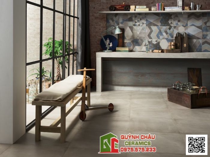 Gạch Italia cao cấp 60x60 mờ vân xi măng hiệu ứng màu bê tông