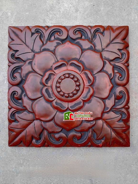 Gạch cổ 40x40 trang trí hoa văn bông hồng đỏ