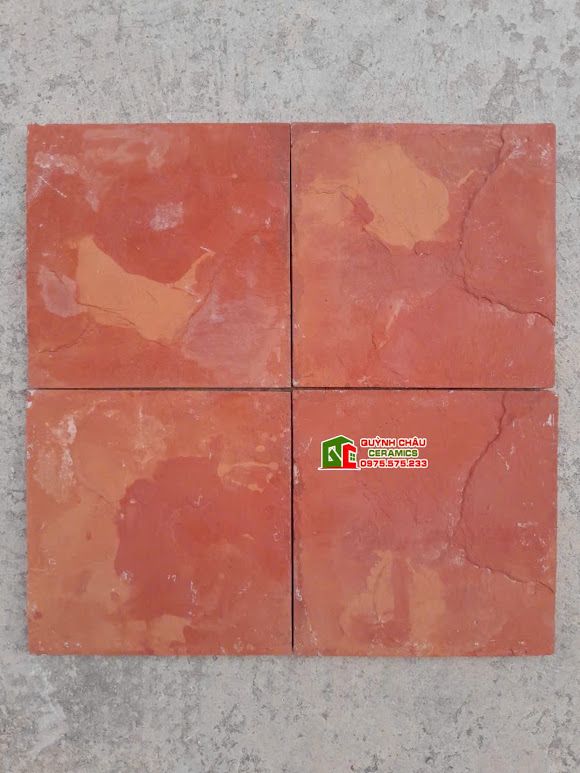 Gạch bê tông giả cổ màu vàng cam loang đỏ 19x19cm