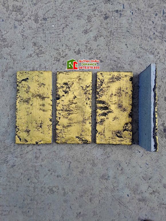 Gạch thẻ ốp trang trí giả cổ màu vàng hình chữ nhật
