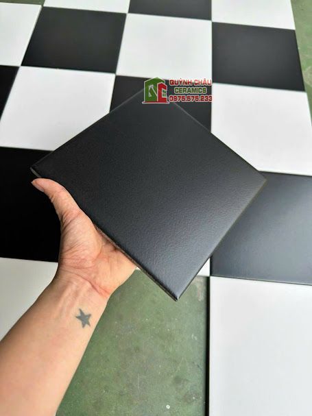 Gạch bông đen mờ đơn sắc 20x20 cm