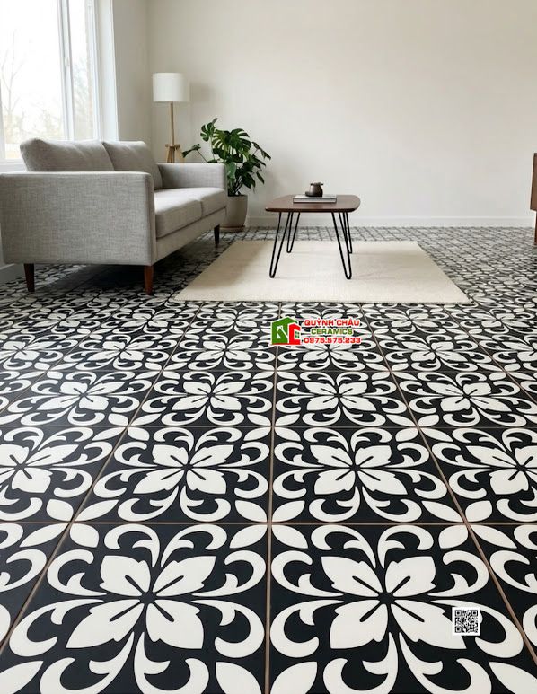 Gạch bông 30x30 cổ điển họa tiết đen trắng đẹp