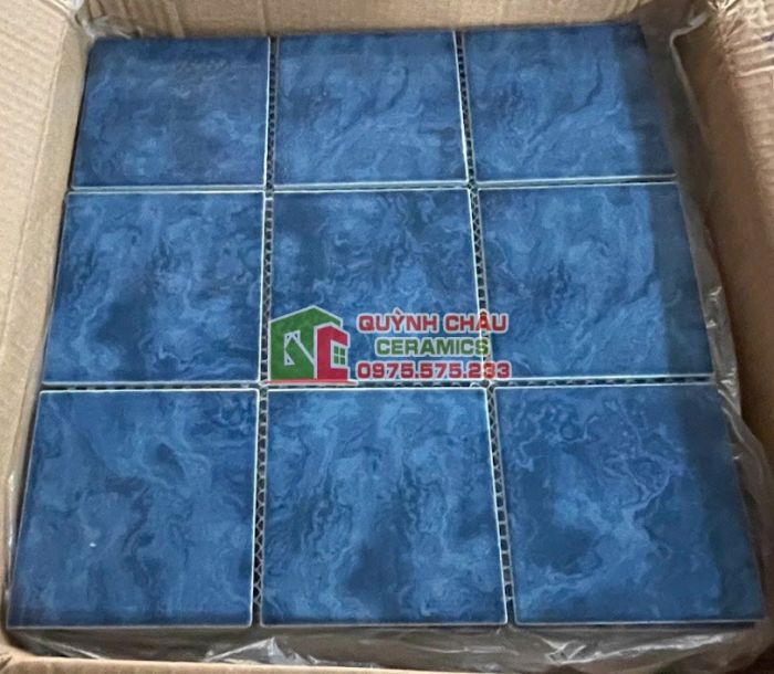 Gạch mosaic 10x10 men rạn loang màu xanh đại dương