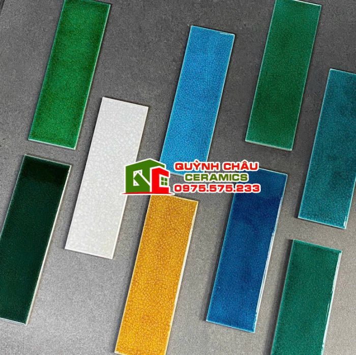 Gạch thẻ 6x20 trang trí màu xanh