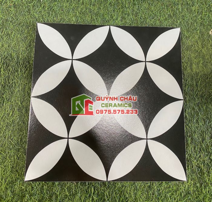 Gạch bông 30x30 hoa văn đồng xu đen trắng