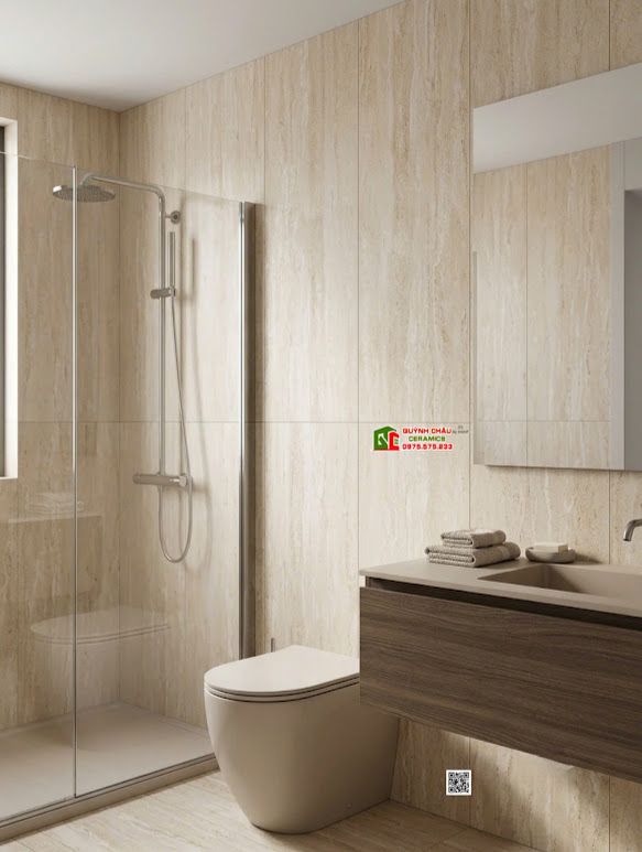 Gạch Travertine 60x120 mờ mịn Baby Skin vàng beige