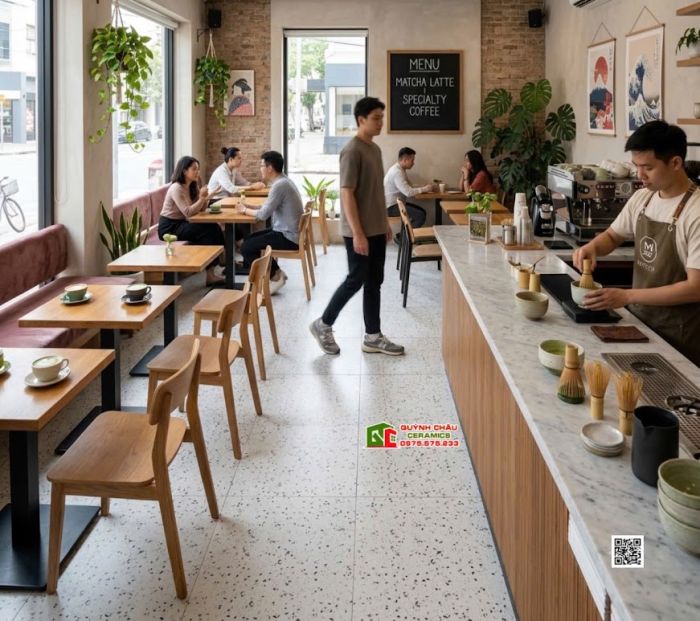 Gạch kis giả đá terrazzo hạt màu granite 60x120cm