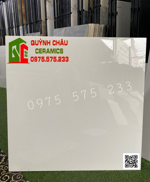 Gạch lát nền 100x100 trắng sứ trơn không vân bóng kính ấn độ giá tốt
