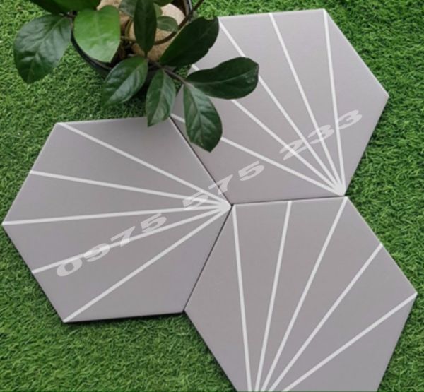 Gạch lục giác màu bông cỏ xám 200x230mm