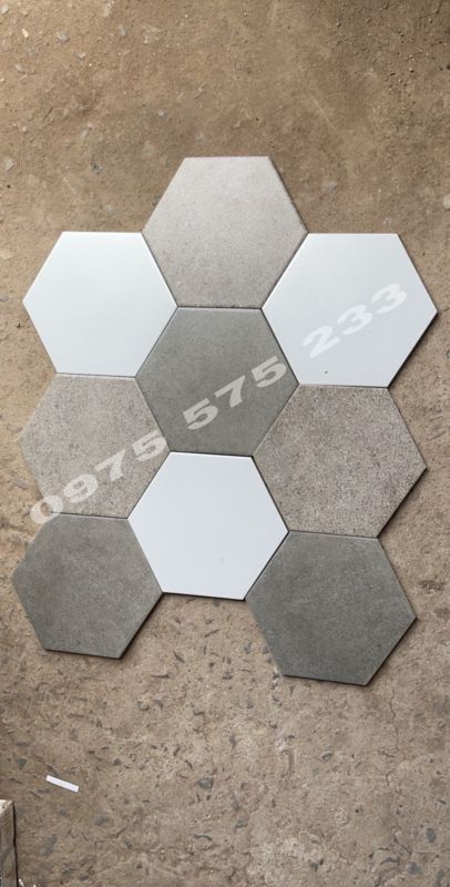 Gạch lục giác xám 200x230 trang trí xi măng 