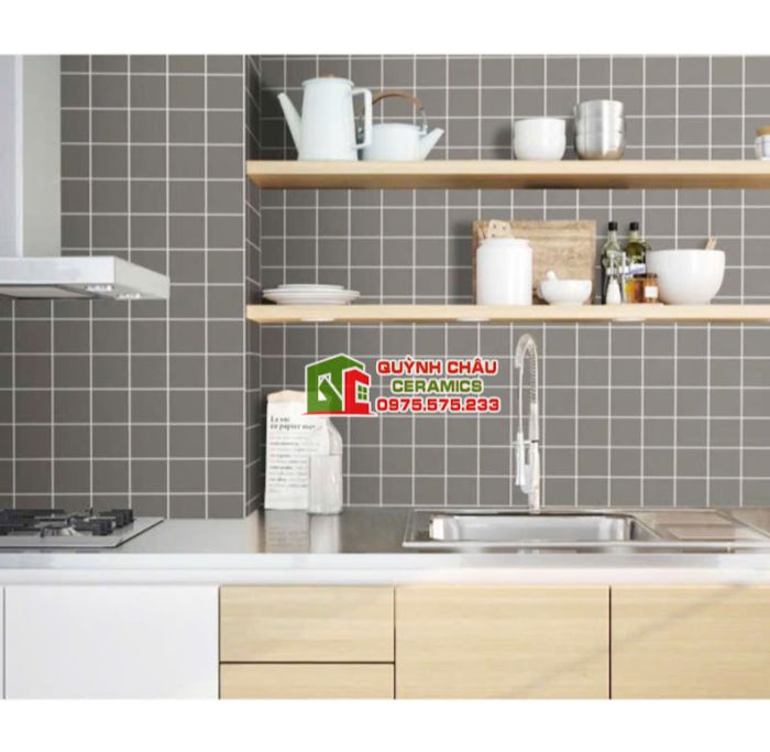 Gạch thẻ vuông 10x10 xám bóng