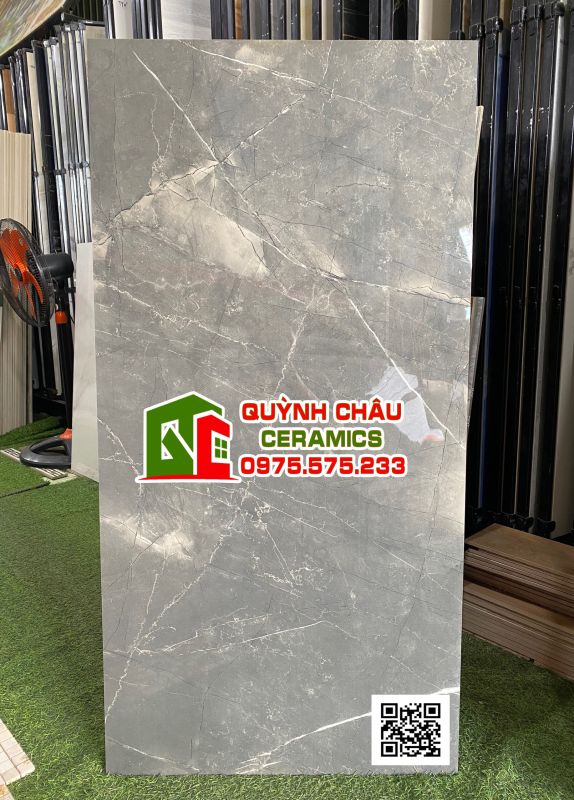 Gạch ốp tường 60x120 lát nền xương đá siêu bóng xám bóng ấn độ