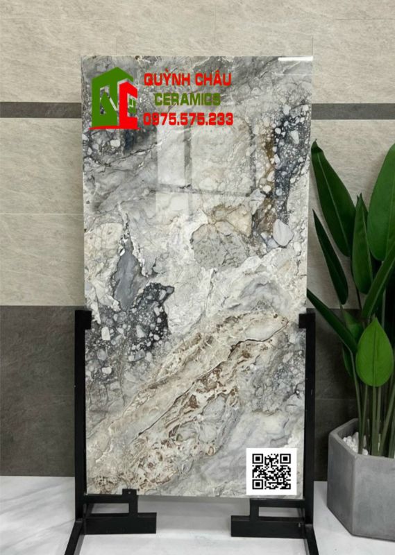 Gạch siêu bóng 60x120 vân đá mẫu mới lát nền ốp tường sang trọng