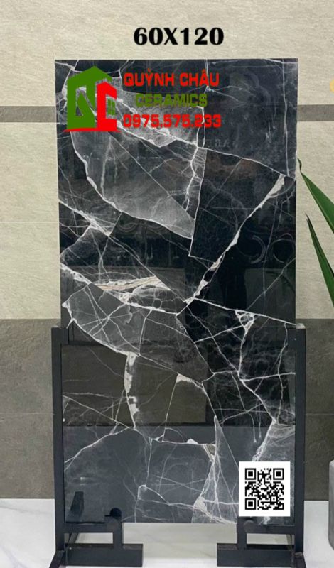 Gạch vân đen sét 60x120 ốp mặt tiền siêu bóng đẹp