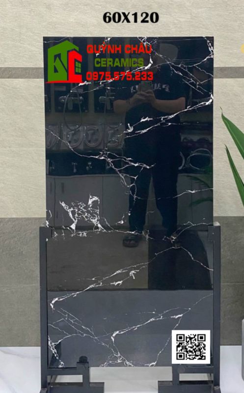 Gạch vân đen trắng 60x120 siêu bóng cao cấp