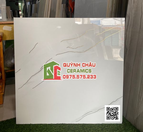 Gạch trung quốc 80x80 màu trắng khắc kim đá đồng chất 5189