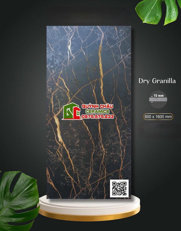 Gạch ốp lát Apodio 80x160 rải hạt đá đen vân vàng carving