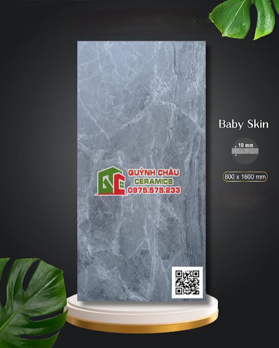 Gạch Apodio ốp lát baby skin 80x160 xanh xám vân đá